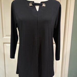 Nina Leonard Black Top with Silver Accents